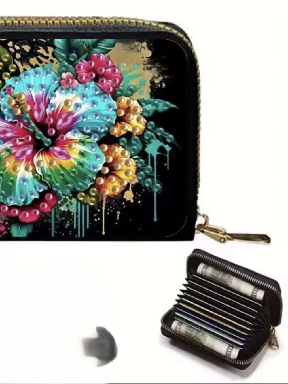 Hawaiian Flower Credit Card Holder Mini Wallets - Diamond Art